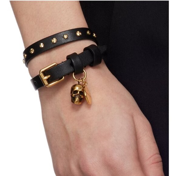 Alexander McQueen Hammered Studs Double-Wrap Bracelet - Picture 4 of 12